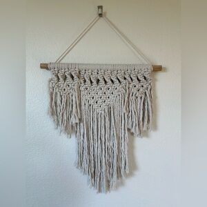 Boho Macrame-Style Wall Hanging Neutral Cream Woven Wall Decor Fiber Art